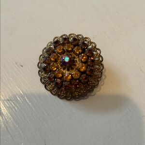 Vintage Gold and Amber Filigree Brooch